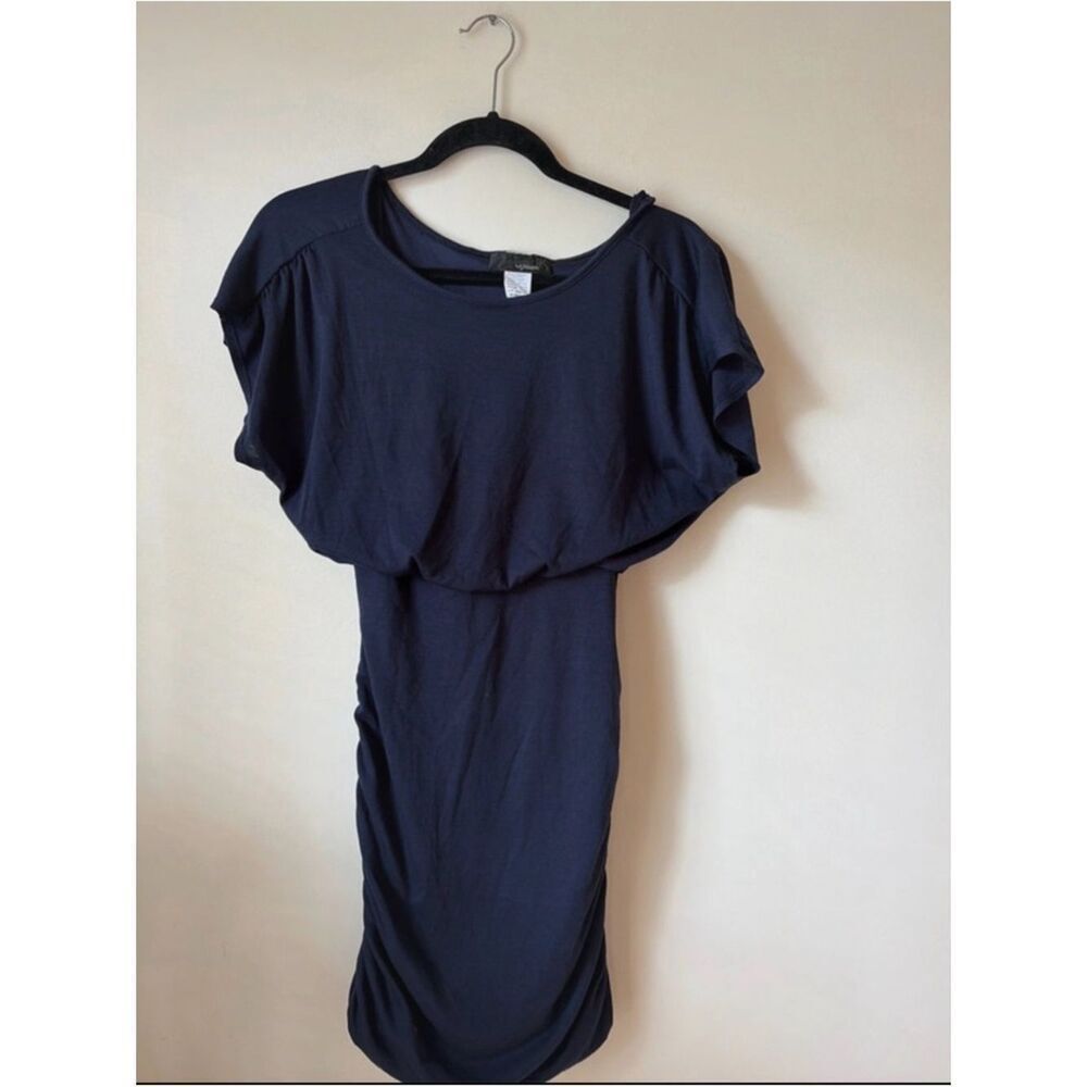 Classic Navy Long Sleeve Blouson Dress